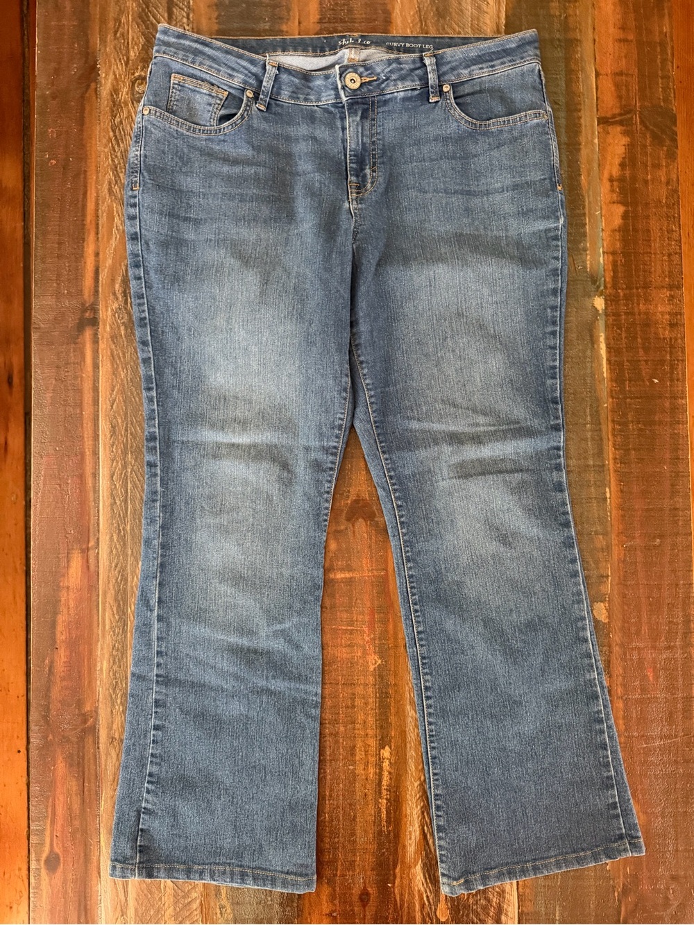 Style & Co. Women's 14 Mid Rise Blue Denim Curvy Boot Leg Jeans | SKU 0342
